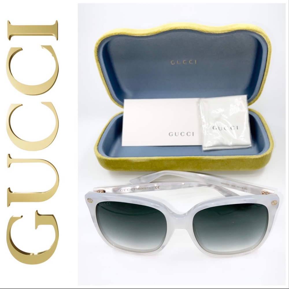 GUCCI White Mother of Pearl Cat-Eye Sunglasses - Picture 1 of 9